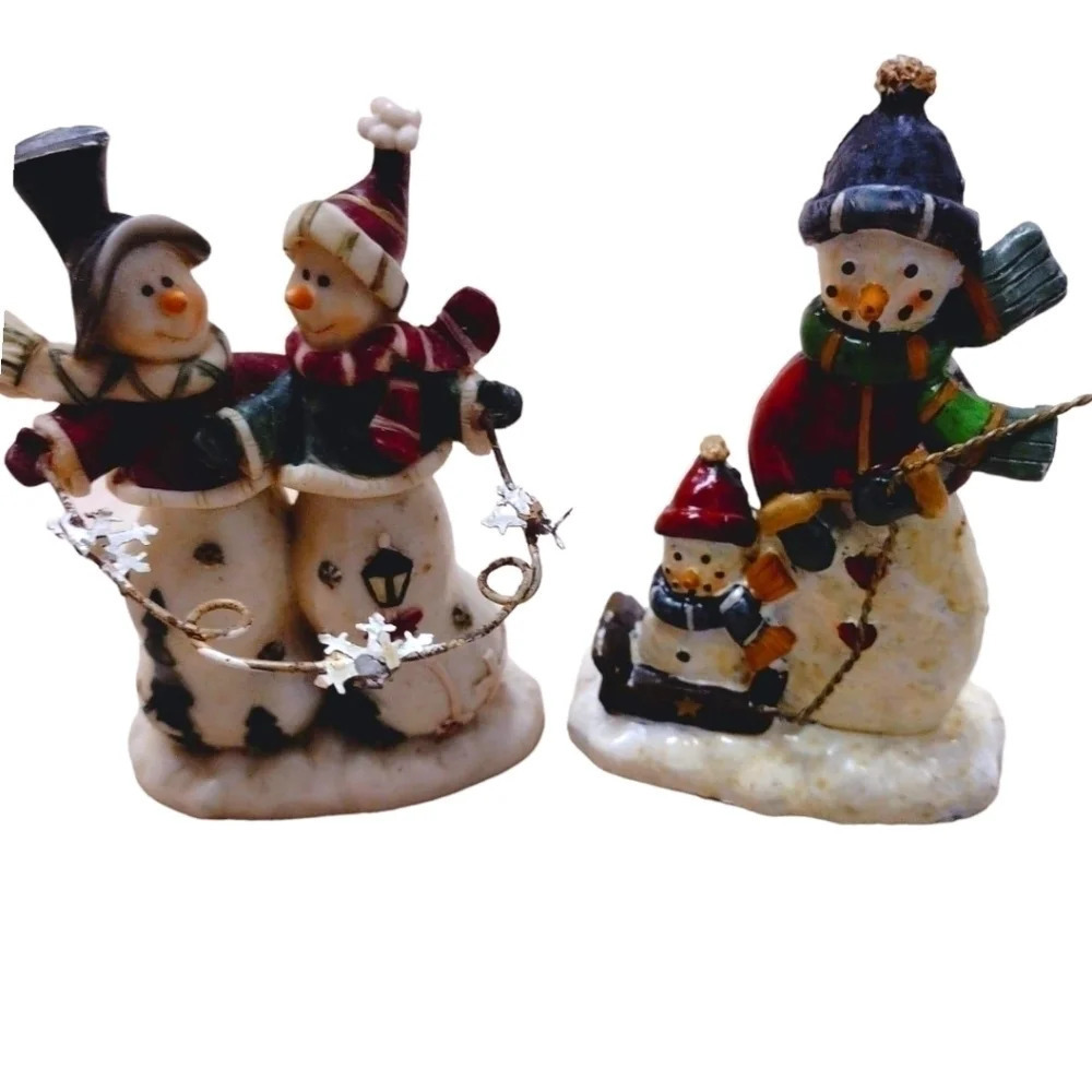 𝅺VINTAGE Set of 2 Christmas Snowman Figurines - F​​